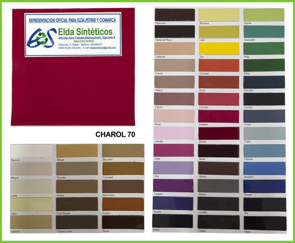 Carta de color de Charol 70, charol sintético de alto brillo