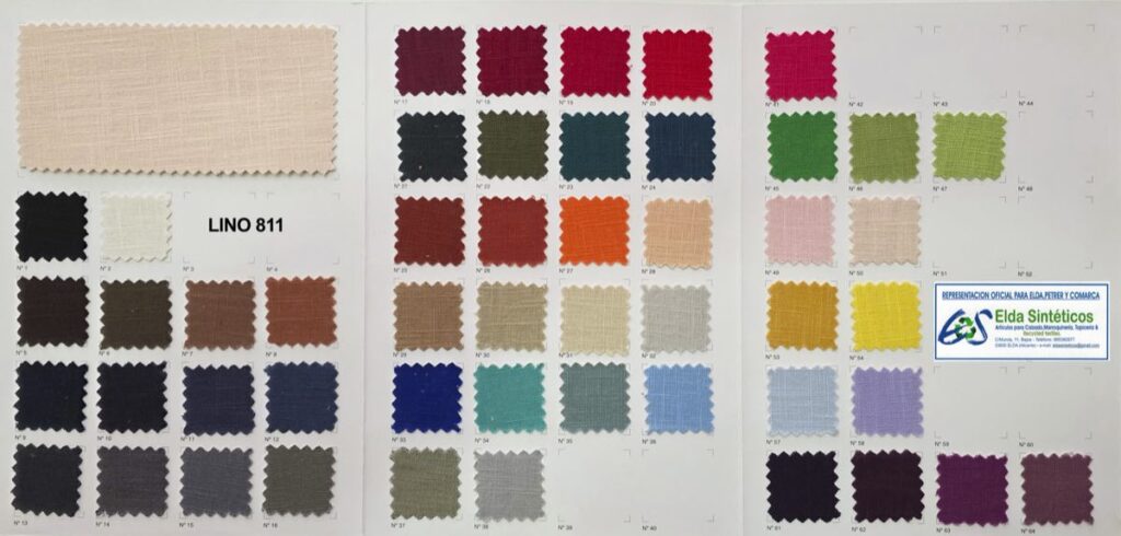 Carta de color de Lino 811, tejido efecto lino