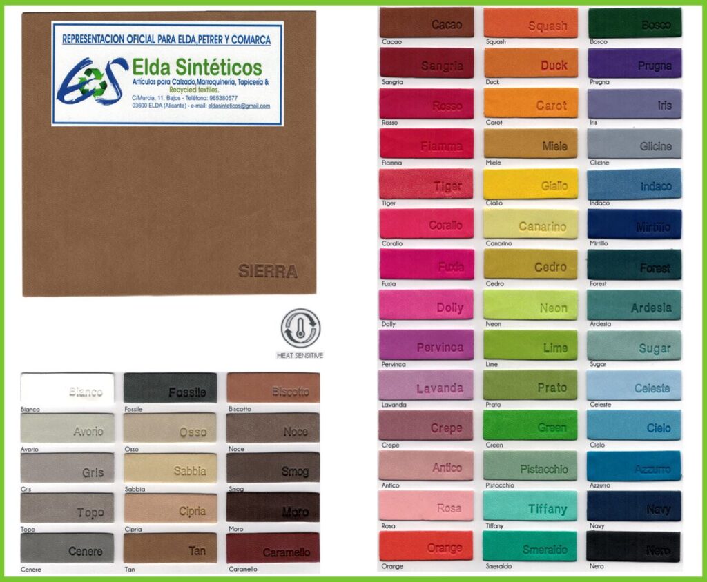 Carta de color de Sierra, serraje sintético afelpado