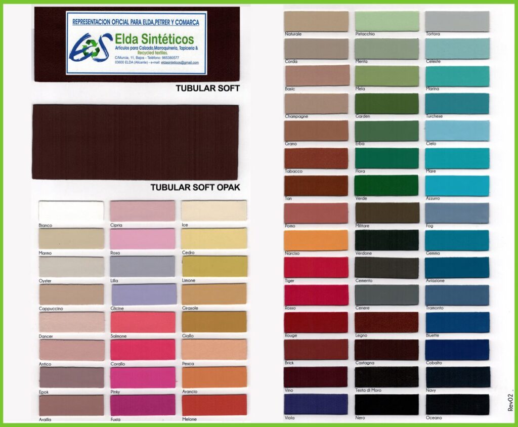 Carta de color de Tubular Soft, sintético flexible